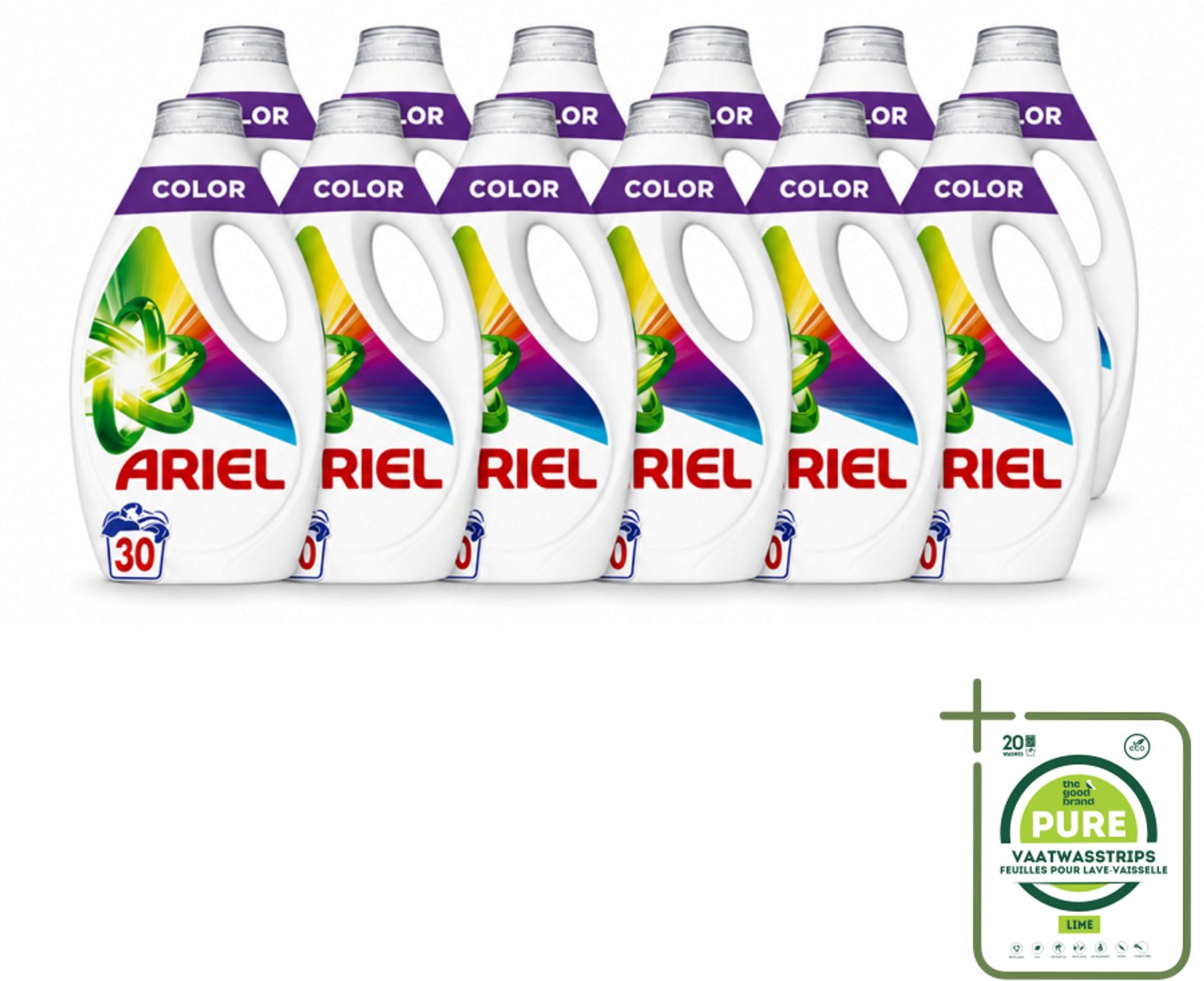 12 x Ariel - Vloeibaar Wasmiddel - Color - 30 Wasbeurten - 1350 ml - Grootverpakking - Vaatwasstrips - Kleurbehoud - Vlekverwijdering - Wasmiddel - Wasbeurt - Wasmachine