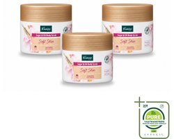 3 x Kneipp - Body scrub - Sugar & Oil - Soft Skin - Voor droge en gevoelige huid - 220 g - Grootverpakking - Vaatwasstrips - Huidverzorging - Suiker Scrubb - Amandelolie - Droge Huid - Gevoelige Huid