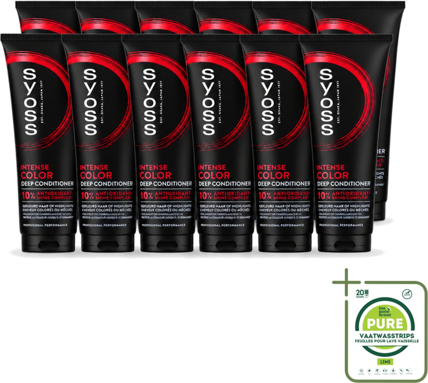 12 x Syoss - Intense Color - Deep Conditioner - Kleurbehoud tot 12 Weken - 250 ml - Grootverpakking - Vaatwasstrips - Kleurbehoud - Gekleurd Haar - Glans - Haarkleur - Haarkleur Behoud