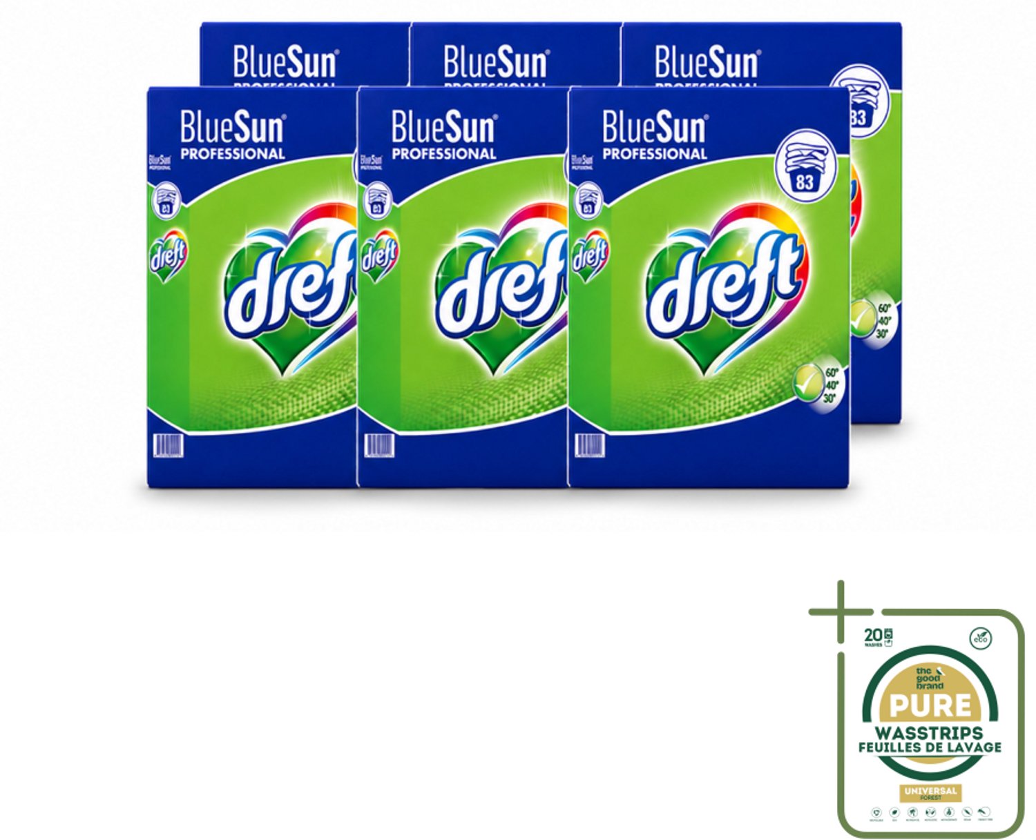 6 x Dreft - Wasmiddel Poeder - Professional - Efficiënte reiniging - 83 Wasbeurten - Wasstrips - Wasmiddel Poeder - Vlekverwijdering - Wasbeurten - Wasmiddel Professional - Wasresultaat