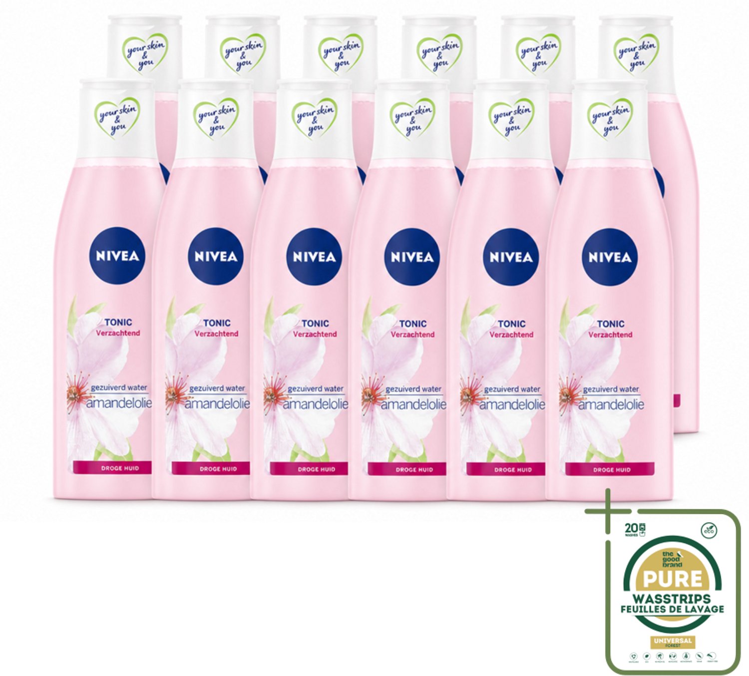 12 x NIVEA - Gezichtstonic - Essentials Verzachtende Tonic - Voor droge & gevoelige huid - Met Amandelolie & Hydramine - 200 ml - Wasstrips - Gezichtstonic - Droge Huid - Gezichtsreiniger - Verzachtende Tonic - Amandelolie