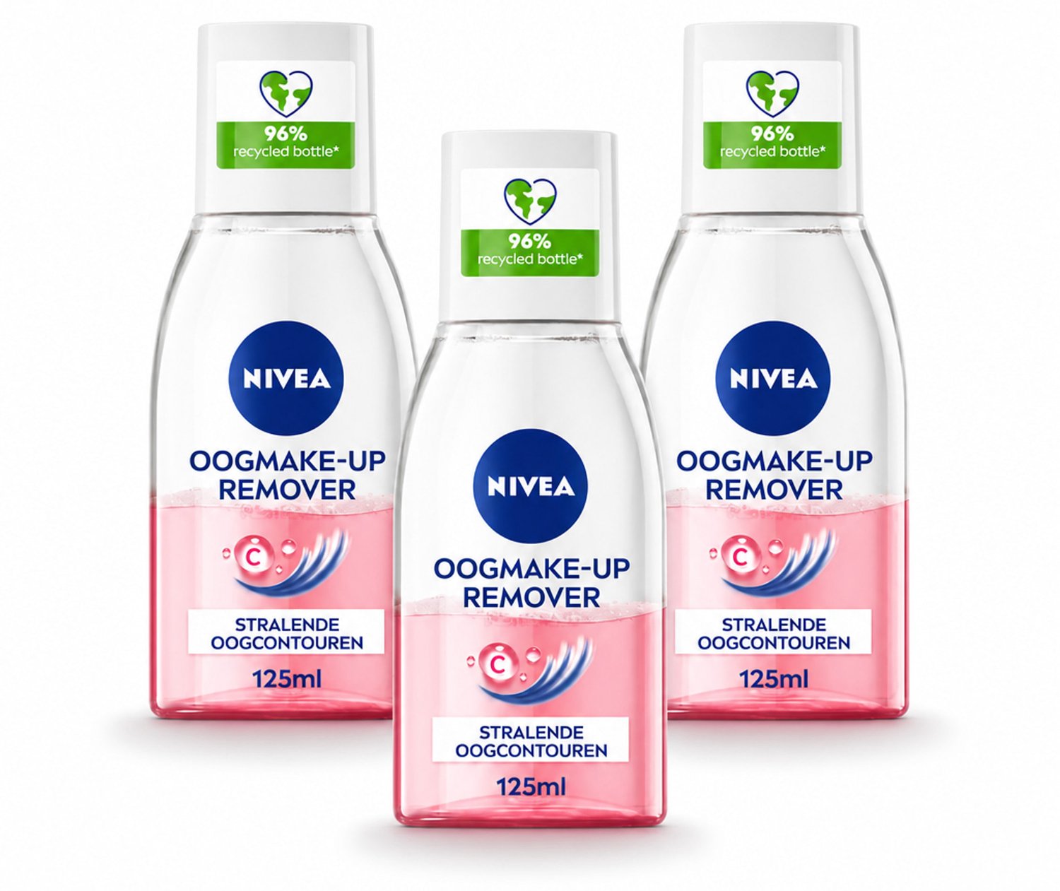 3 x NIVEA - Oogmake-up Verwijderaar - Verzorgend - Voor waterbestendige make-up - Met Vitamine C - 125 ml - Voordeelverpakking - 3 stuks