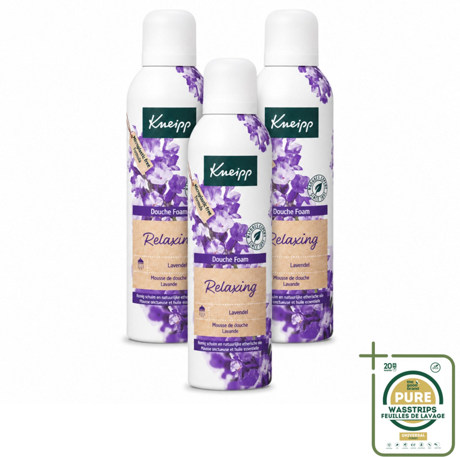 3 x Kneipp - Douche schuim - Relaxing - Lavendel - 200 ml - Wasstrips - Douche Schuim - Ontspanning - Lavendel - Rust - Huid Verzorging