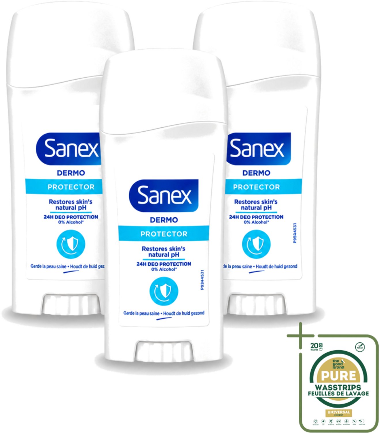 3 x Sanex - Deodorant Stick - Dermo Protector - Huidvriendelijke Formule - 65 ml - Huidbescherming - Deodorant Stick - Huidvriendelijk - Zweetbehandeling - Geurvermindering
