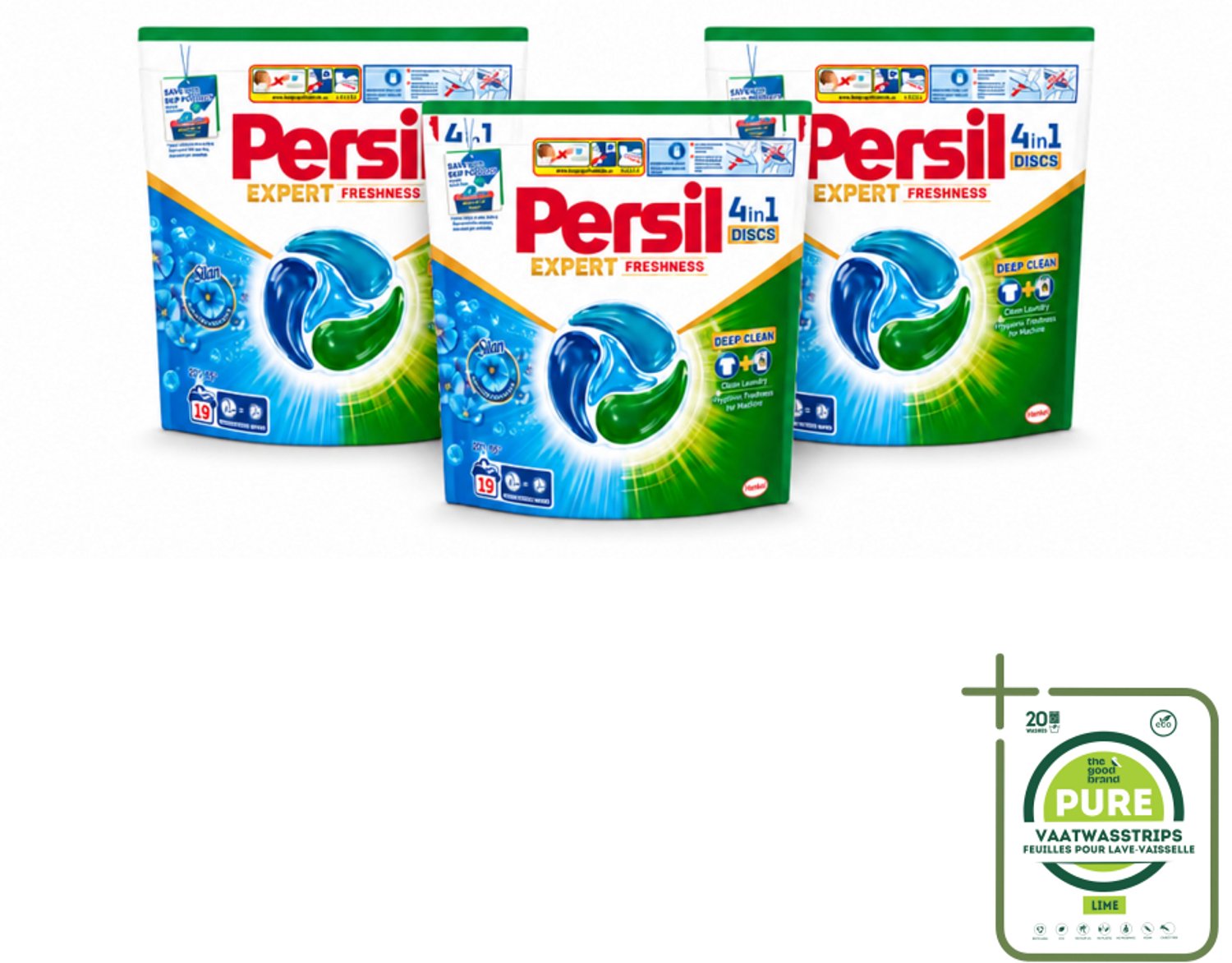 3 x Persil - Wasmiddel - Wasmiddelcapsules Freshness by Silan - Langdurige Frisheid - 19 wasbeurten - Grootverpakking - Vaatwasstrips - Wasmiddelcapsules - Frisheid - Diepe Reiniging - Silan - Wasmachine
