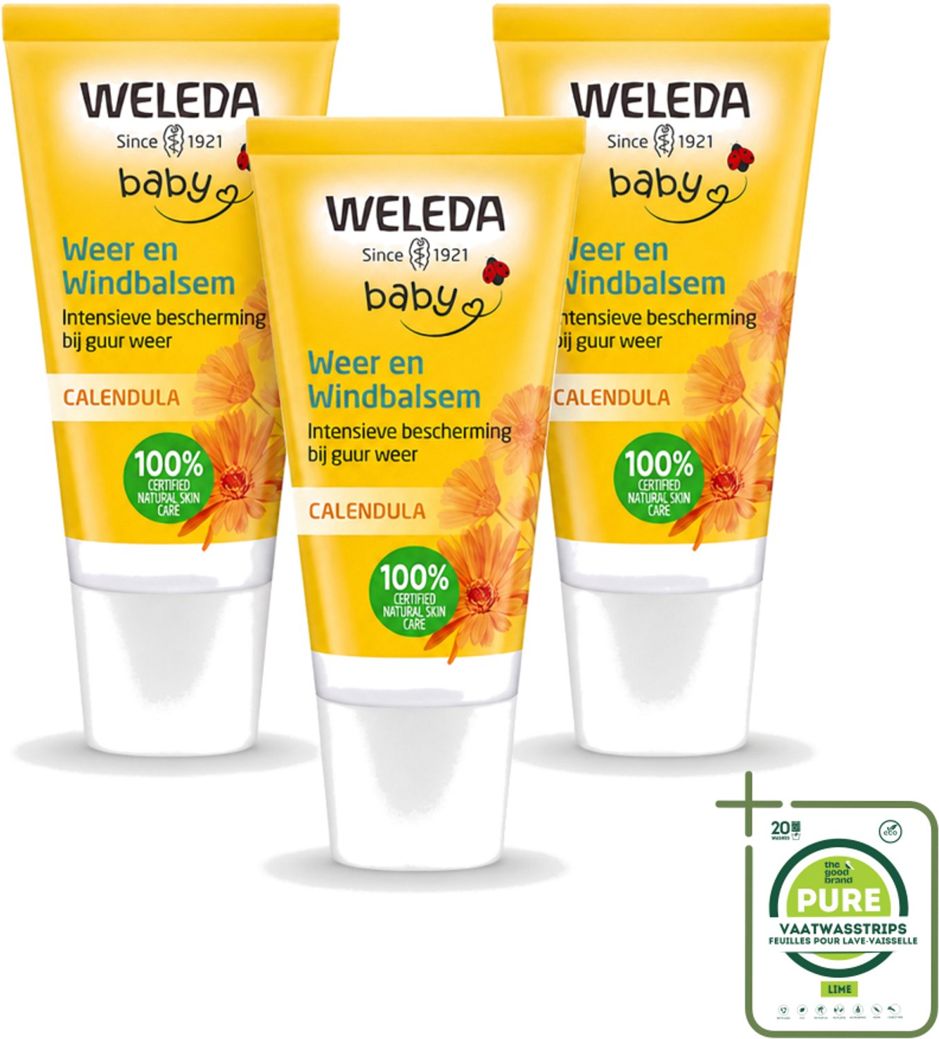 3 x WELEDA - Weer & Windbalsem - Baby & Kind Calendula - 30 ml - Grootverpakking - Babyhuid Beschermen - Winterbeschermende Balsem - Weersbeschermende Balsem - Gevoelige Huid - Calendula Balsem