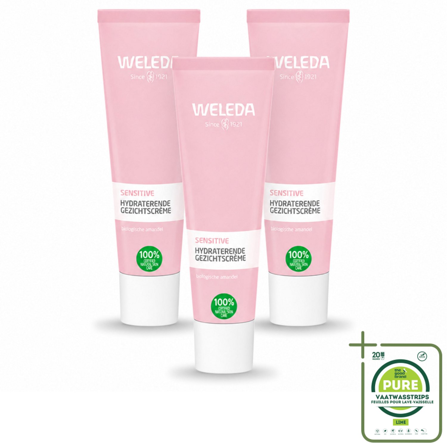 3 x WELEDA - Gezichtscrème Sensitive Hydraterend - Voor gevoelige huid - 30 ml - Grootverpakking - Vaatwasstrips - Gevoelige Huid - Hydraterende Crème - Amandelolie - Roodheid Verminderen - Huidbarrière