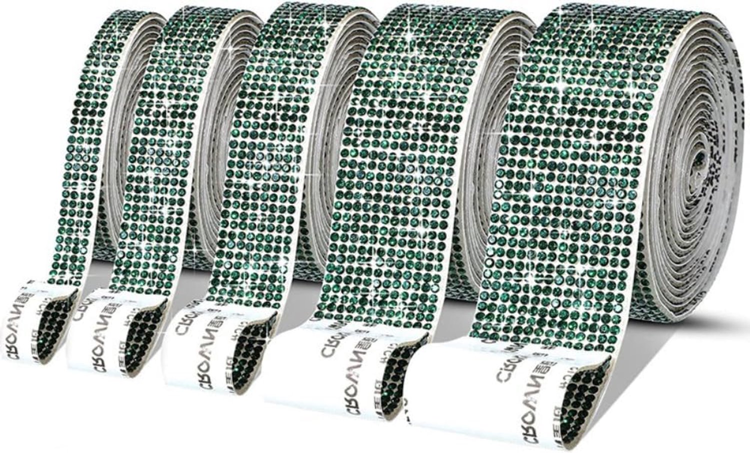 Strasband zelfklevend, kristallen strassband, 1 yard glittersteentjes, zelfklevend, bling stickers voor handwerk, telefoon, bruiloft, feest, decoratie, donkergroen, 3 rijen (breedte 0,66 cm)