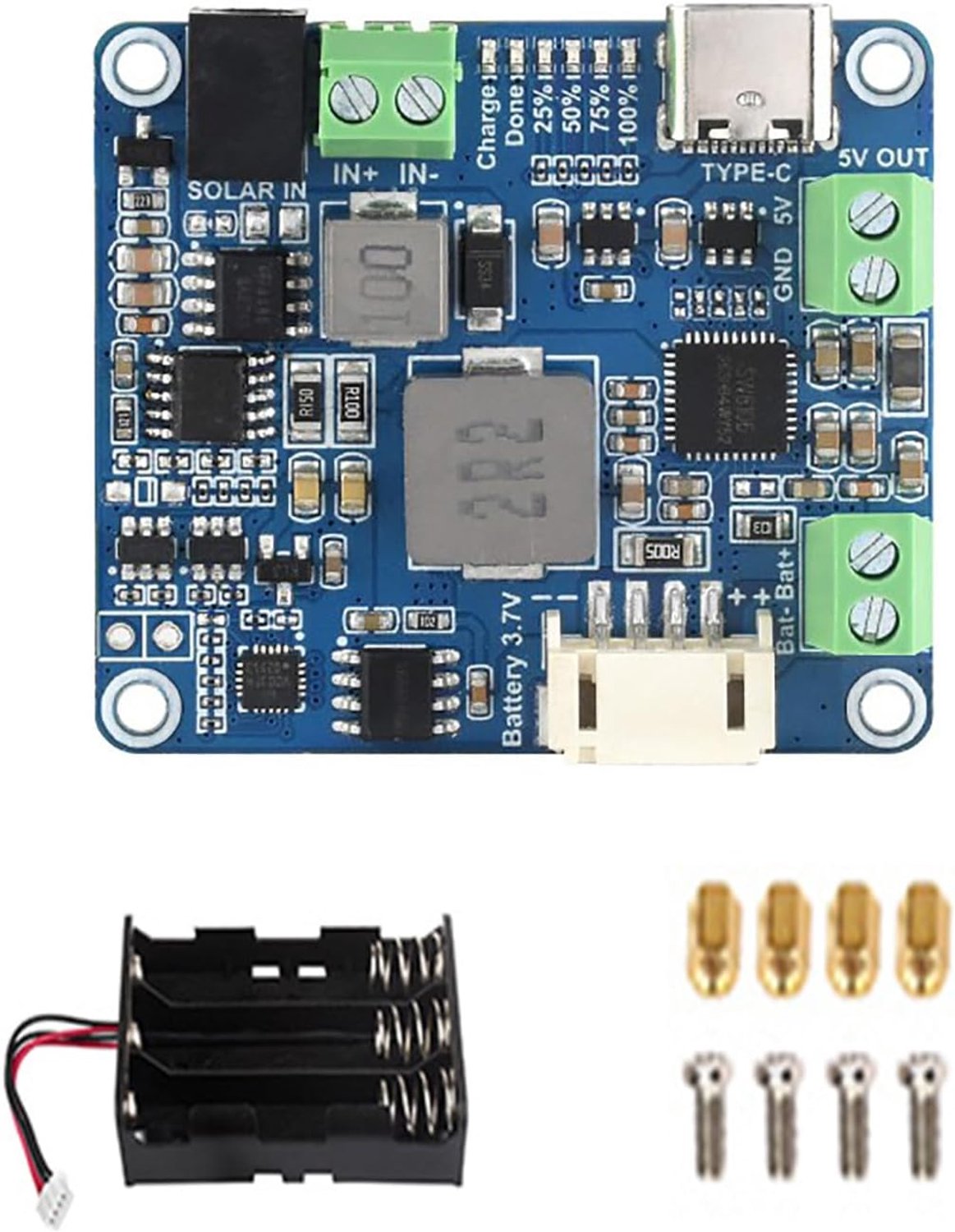 Solar Power Manager Module (D) fits Raspberry Pi/Jetson Nano/Arduino supports Type-C power adapter or 6V~24V solar - ShopVlot