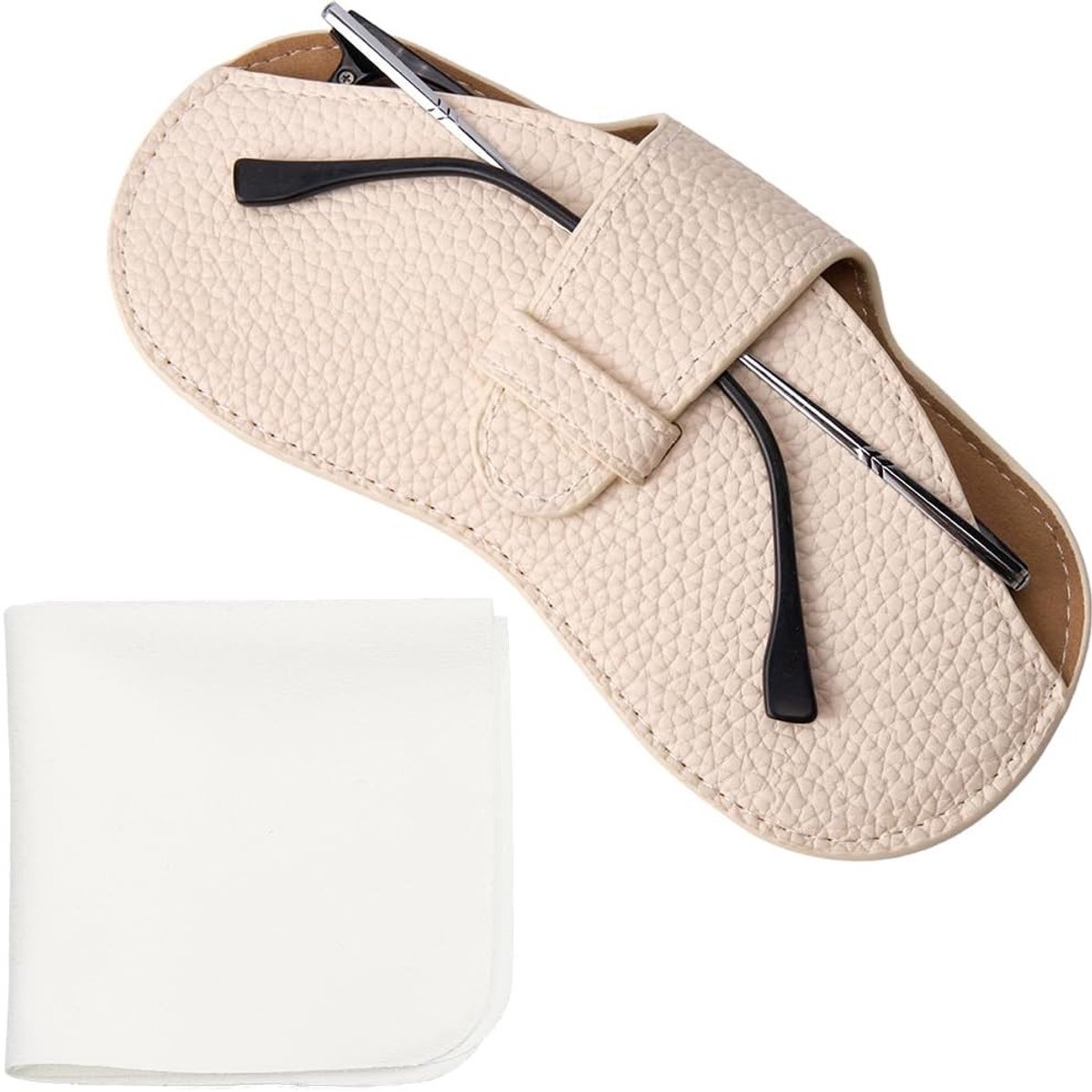 Dunne leren brillenkoker voor zonnebrillen, lichtgewicht en draagbaar, inclusief zachte schoonmaakdoek, ideaal voor vakantie, 17.5 x 8.7 cm, paars, perfect voor bescherming en stijl