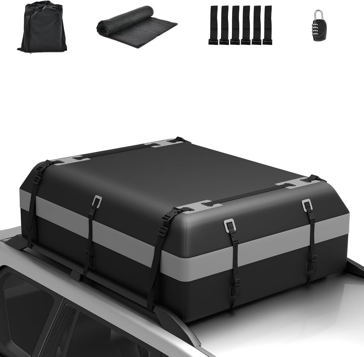 Ruime Waterdichte Dakkoffer voor Auto, 600 Liter, Met Combinatieslot en Antislipmat, Ideaal voor Vakantie en Reizen met Auto, Van of SUV