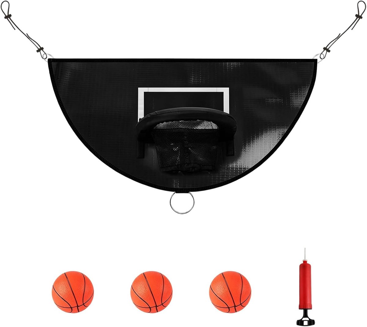 Trampoline Basketbalmand - Zwart - Mini-basketbalmand met Verstelbaar Touw - Voor Kinderen en Volwassenen