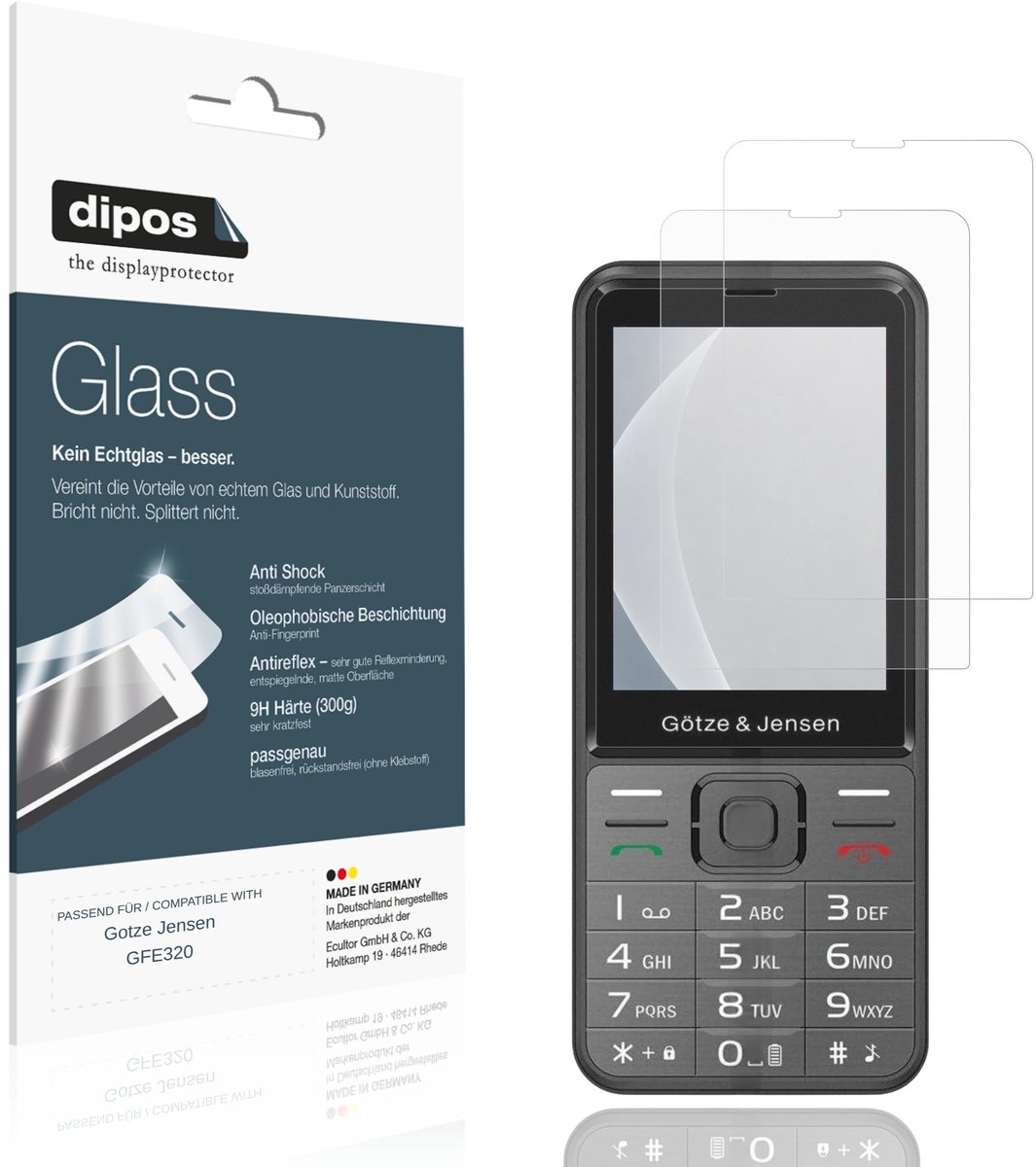 dipos – 2x Matte Pantserfolie geschikt voor Gotze Jensen GFE320 | 9H Screenprotector