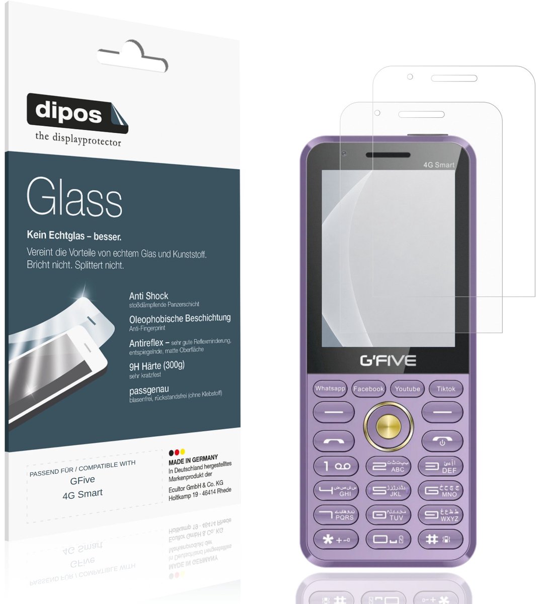dipos – 2x Matte Pantserfolie geschikt voor GFive 4G Smart | 9H Screenprotector