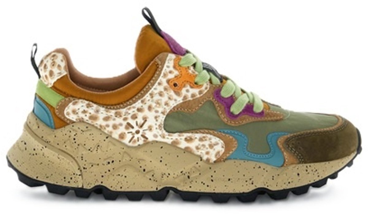 Flower Mountain dames sneakers bruin, groen, leopard