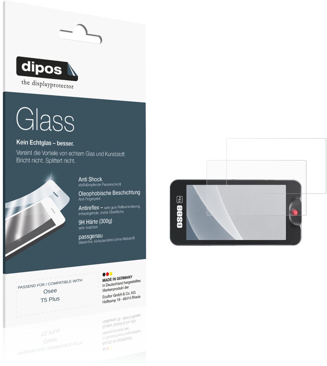 dipos – 2x Matte Pantserfolie geschikt voor Osee T5 Plus | 9H Screenprotector