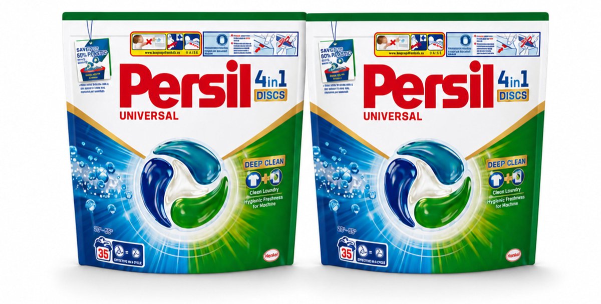 2 x Persil - Wasmiddel - Discs Universal - Voor Witte Was - 35 wasbeurten - Bulkverpakking - 2 stuks