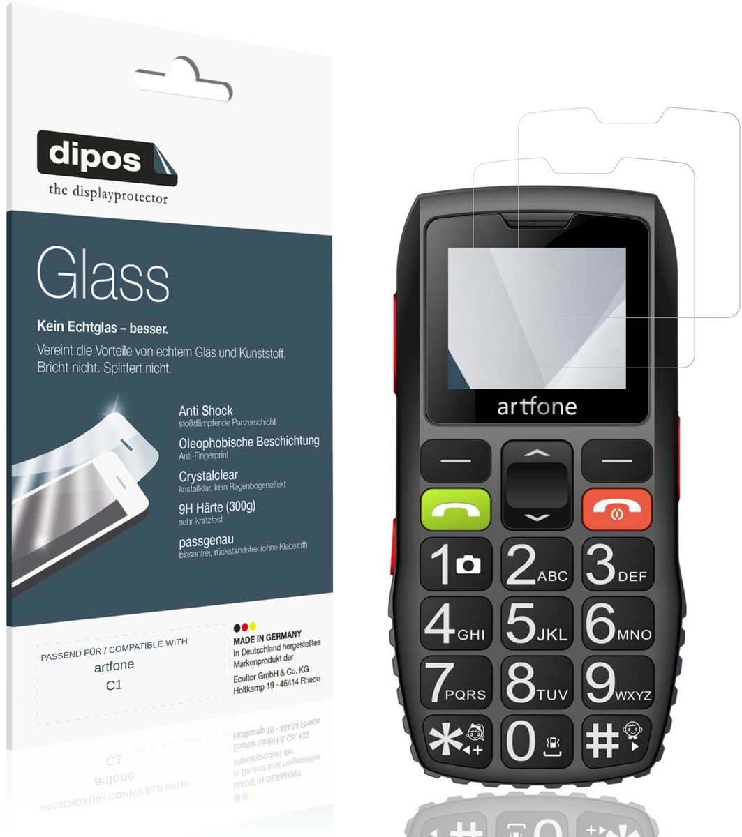 dipos – 2x Pantserfolie geschikt voor artfone C1 | 9H Screenprotector