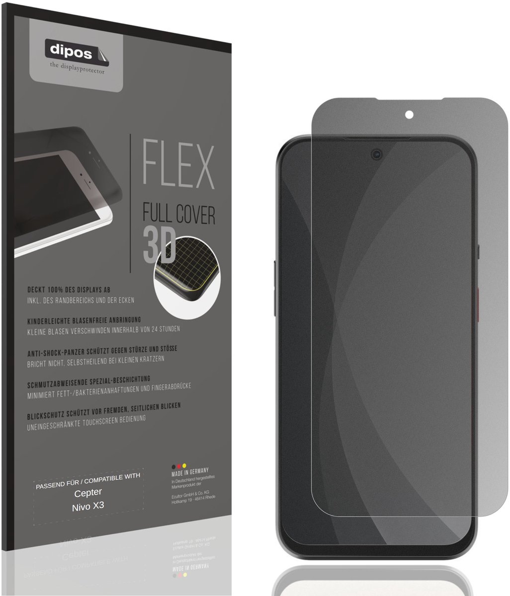 dipos FLEX – Matte Privacy Screenprotector geschikt voor Cepter Nivo X3 | Volledige Schermbescherming | Case-Friendly