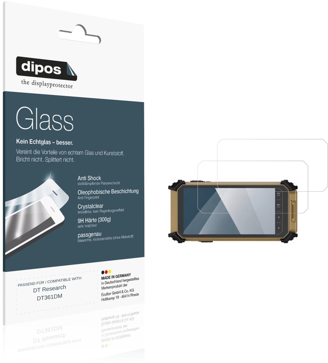 dipos – 2x Pantserfolie geschikt voor DT Research DT361DM | 9H Screenprotector
