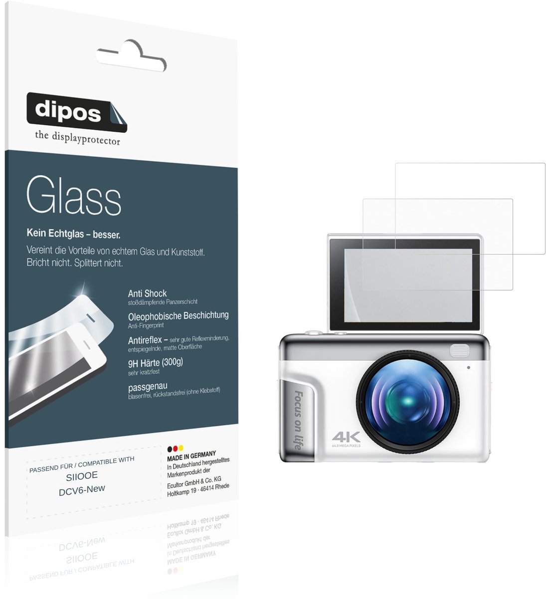 dipos – 2x Matte Pantserfolie geschikt voor SIIOOE DCV6-New | 9H Screenprotector