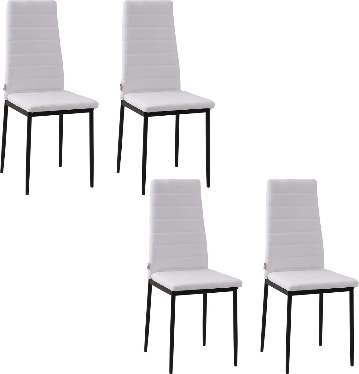 HOMCOM-Eetkamerstoel-Linnen (100% polyester)-50x41x97cm-Wit