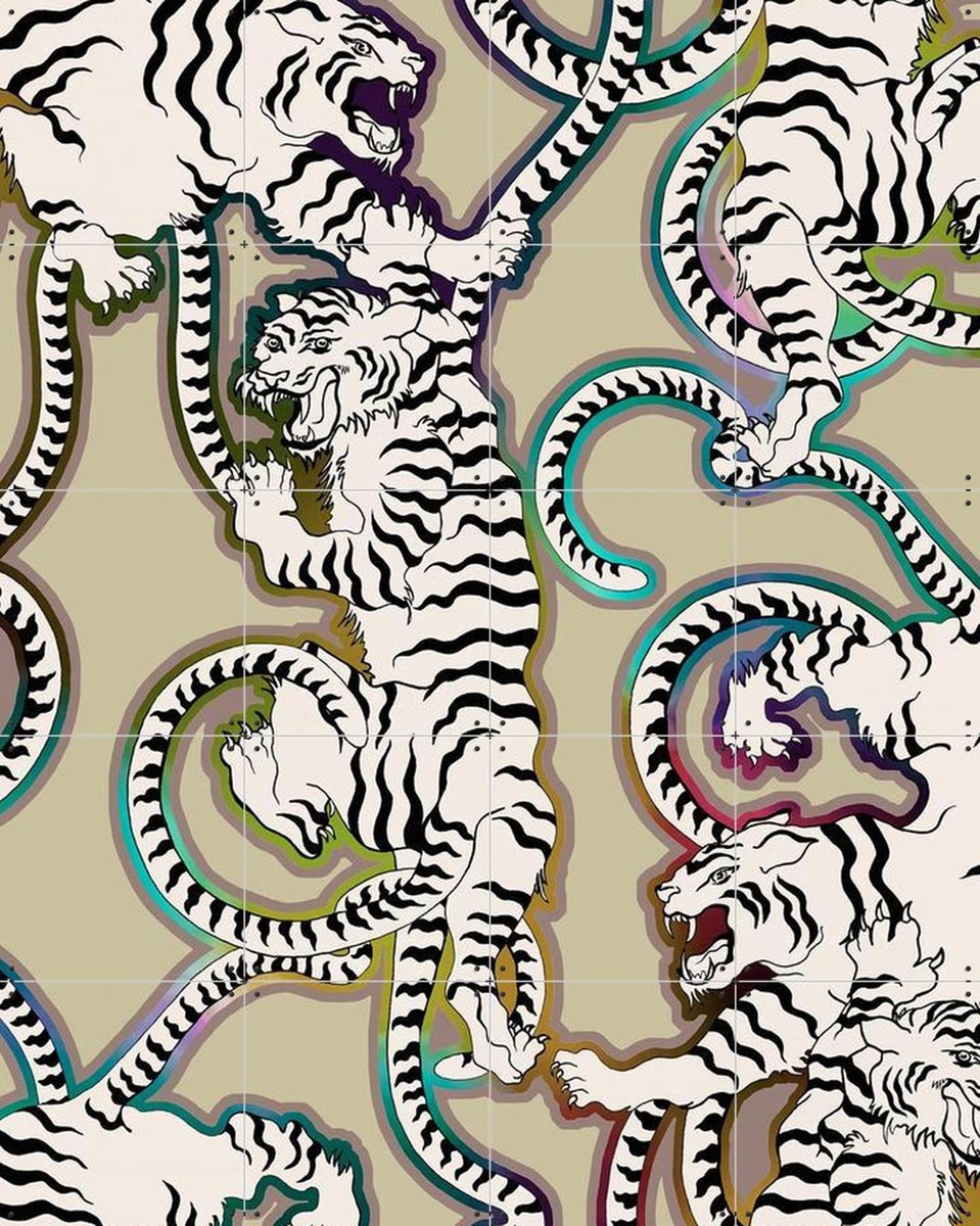 IXXI Rainbow Tigers, Marylène Madou - 80 x 100 cm - Gratis ophangtool - Grote wanddecoratie en posters - Pop art, Grafisch Ontwerp, Illustraties