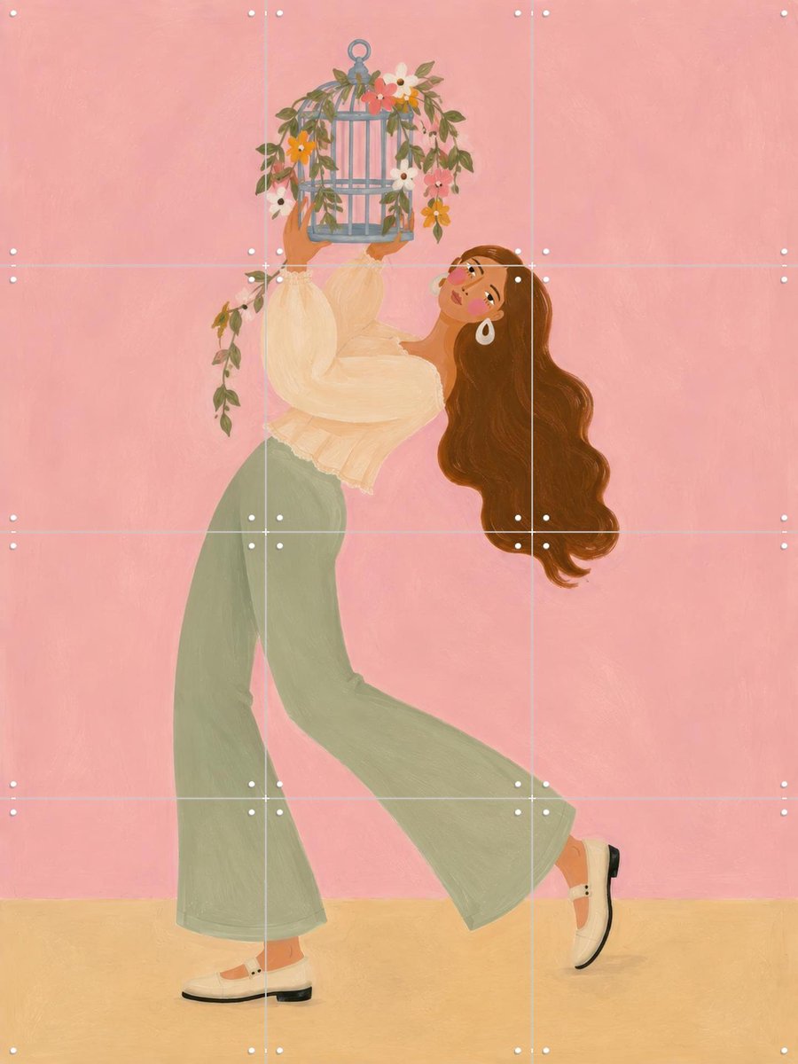 IXXI Free As A Bird, Atelier Pommeline - 60 x 80 cm - Gratis ophangtool - Grote wanddecoratie en posters - Speels, Kleurrijk, Modern, Illustraties