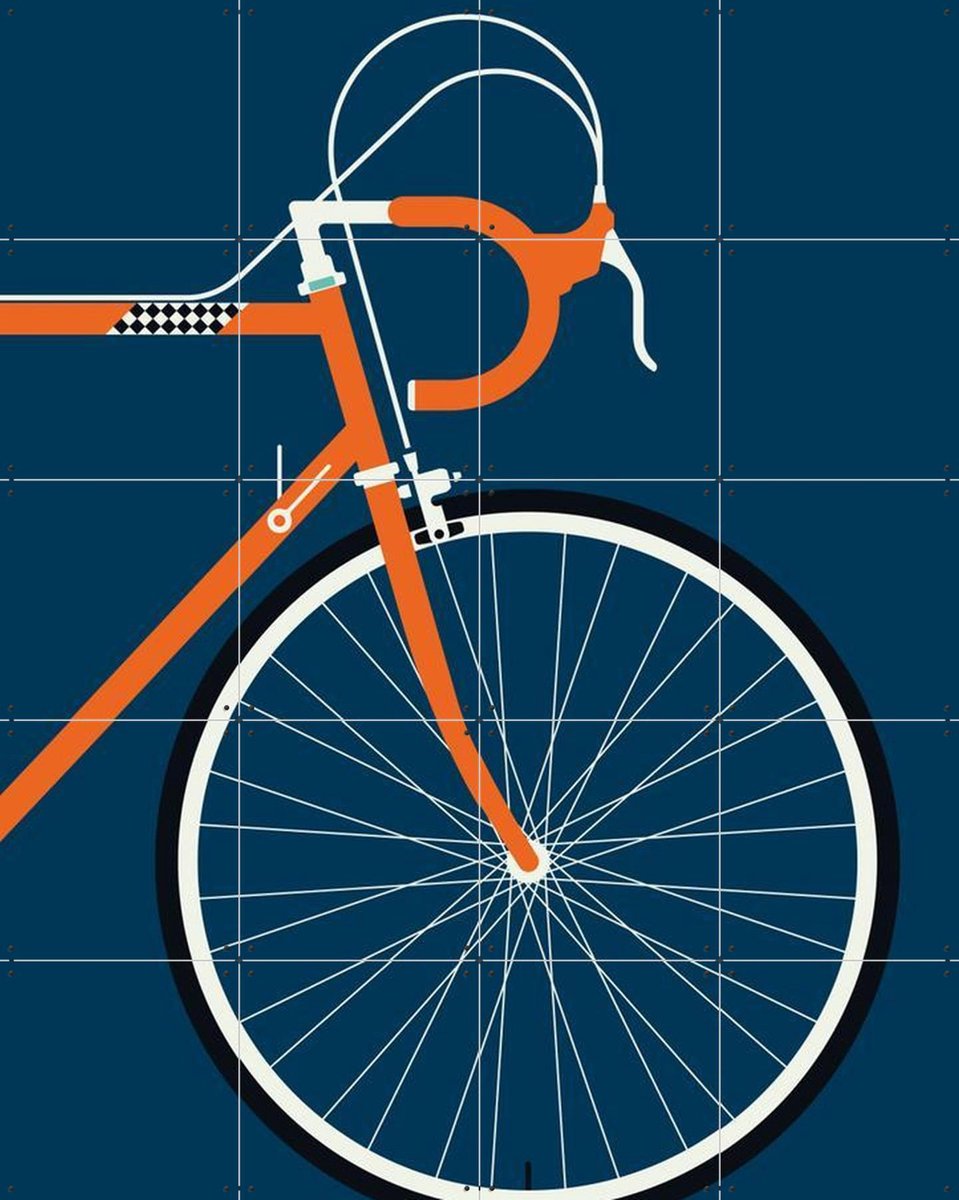 IXXI Racing Bike Orange Front, Bo Lundberg - 80 x 100 cm - Gratis ophangtool - Grote wanddecoratie en posters - Illustraties, Vintage, Mancave, Sport