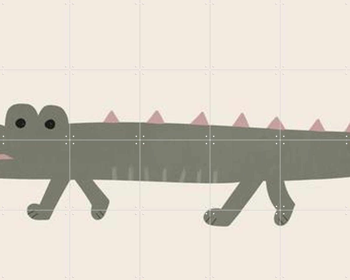 IXXI Crocodile, Little Otja - 100 x 80 cm - Gratis ophangtool - Grote wanddecoratie en posters - Illustraties, Cartoonesk, Speels, Kinderkamer