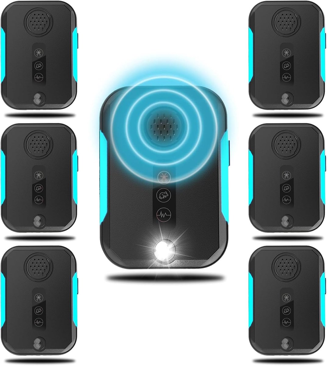 6 Stuks Knaagdierverjager, buitendierenverjager, muisverjager, rattenverjager met 4 modi, vleermuisverwijdering, ultrasone plug-in voor thuis, camper, garage