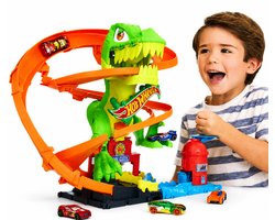 Hot Wheels City - Gevecht met T-Rex Racebaan - Inclusief 1 Auto - Speelgoed vanaf 4 Jaar - Speelgoed Auto’s - Speelgoed Autos Jongens - Autootjes - Hotweels - Hotwheels Premium - Baan - Dinosaurus Speelgoed