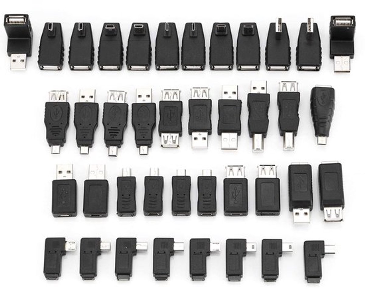 Allecto - USB 2.0 Adapter Set - USB C naar USB A - 40 Stuks - Meerdere Adapters