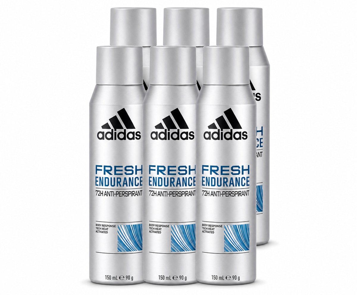 6 x Adidas – Deodorant Spray – Fresh Endurance – 150 ml - Voordeelverpakking - 6 stuks