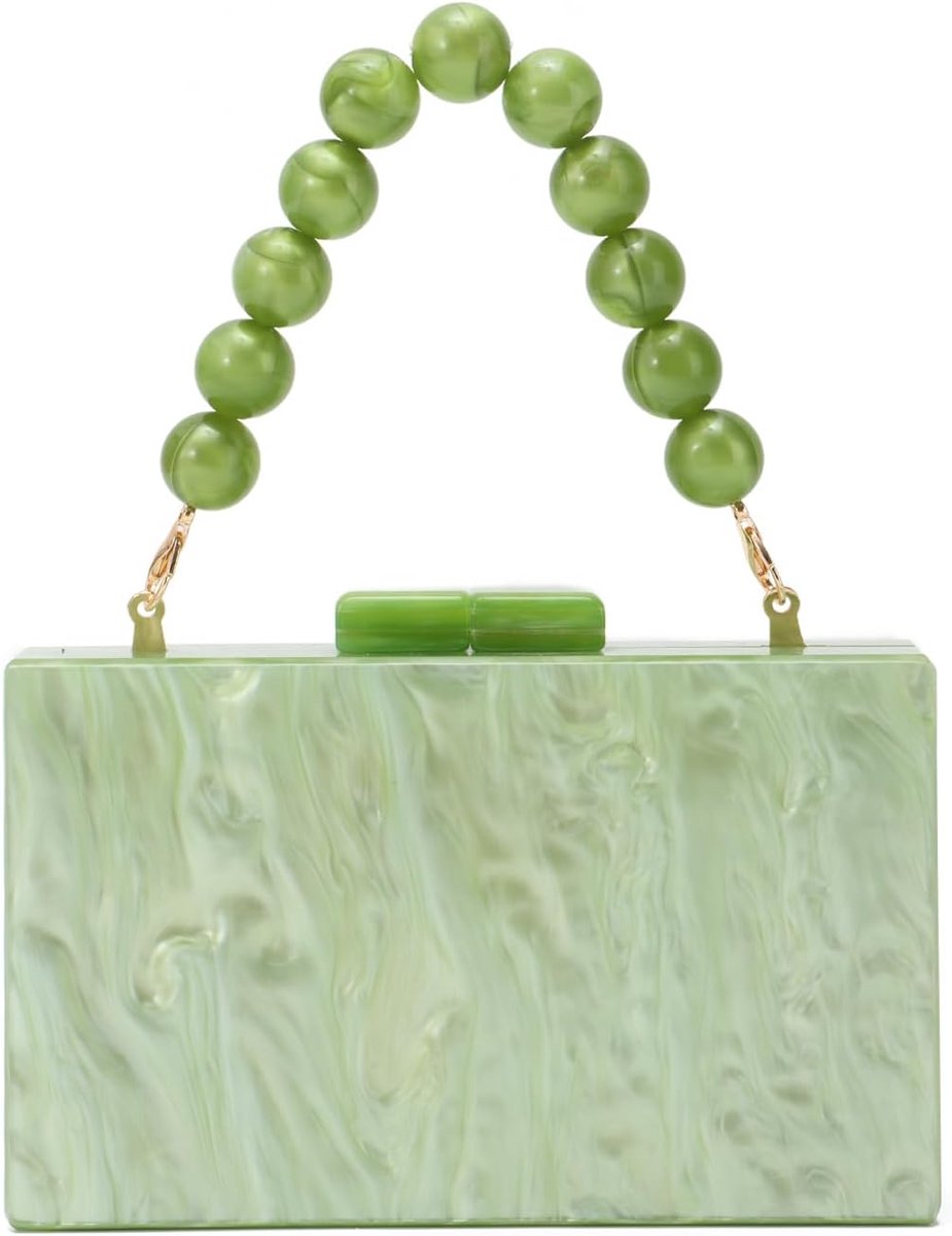 Vrouwen acryl clutch portemonnee formele bruiloft avond handtas marmeren feest schoudertas crossbody tas met kraal - ShopVlot