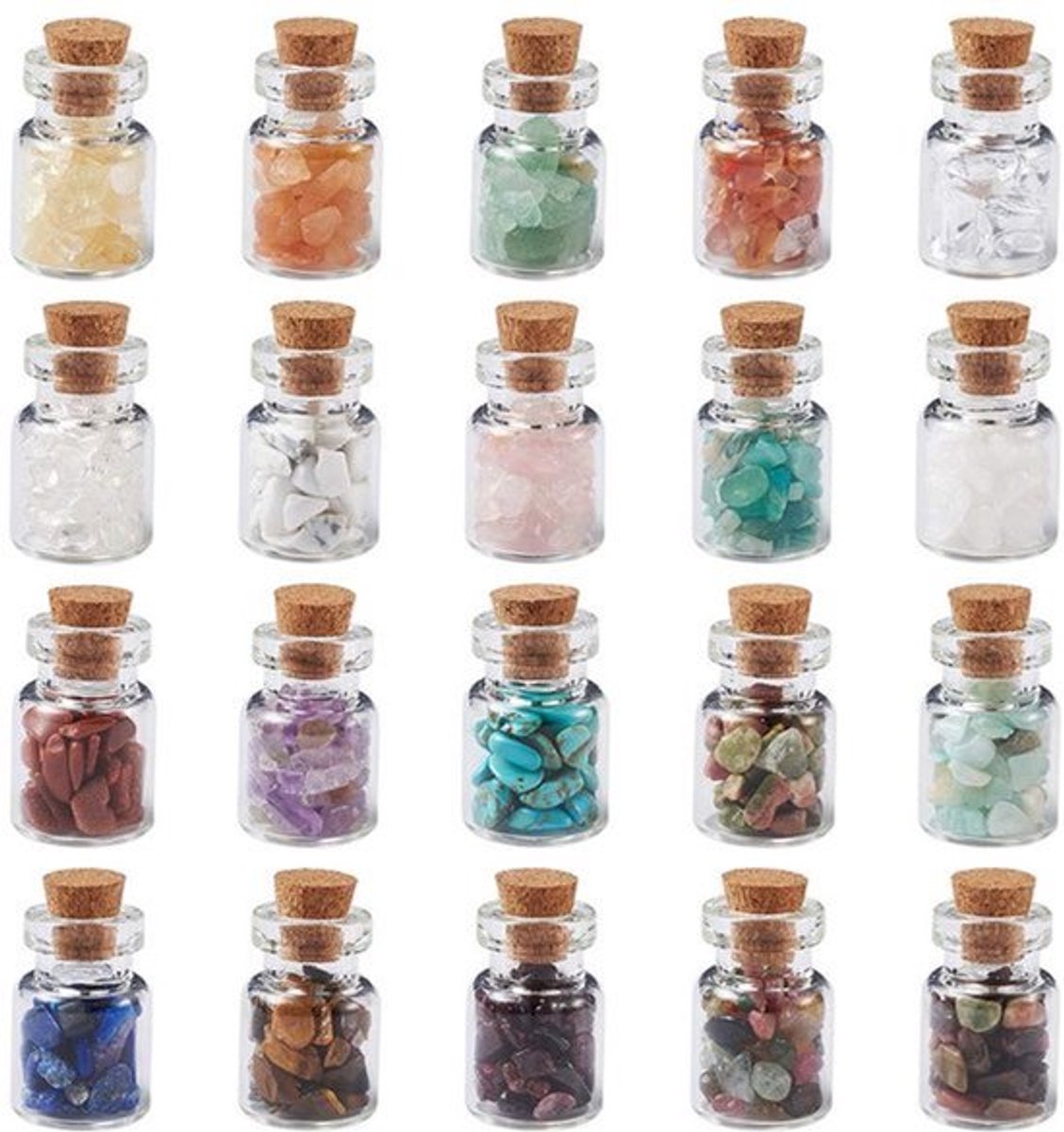 Allecta - Mini edelsteen wensflessen set voor sieraden maken en woondecoratie met