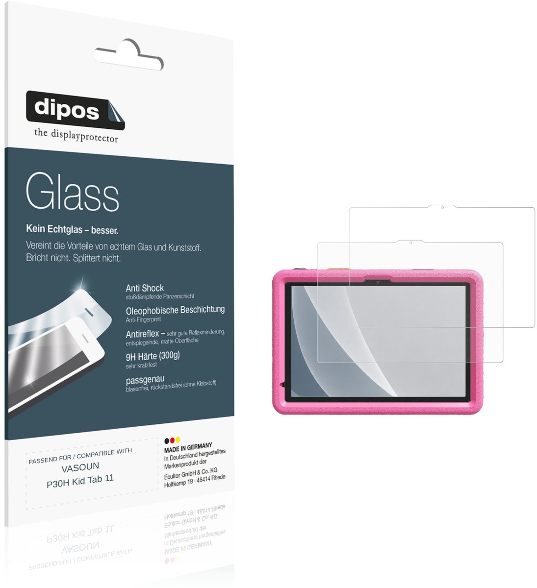 dipos – 2x Matte Pantserfolie geschikt voor VASOUN P30H Kid Tab 11 | 9H Screenprotector