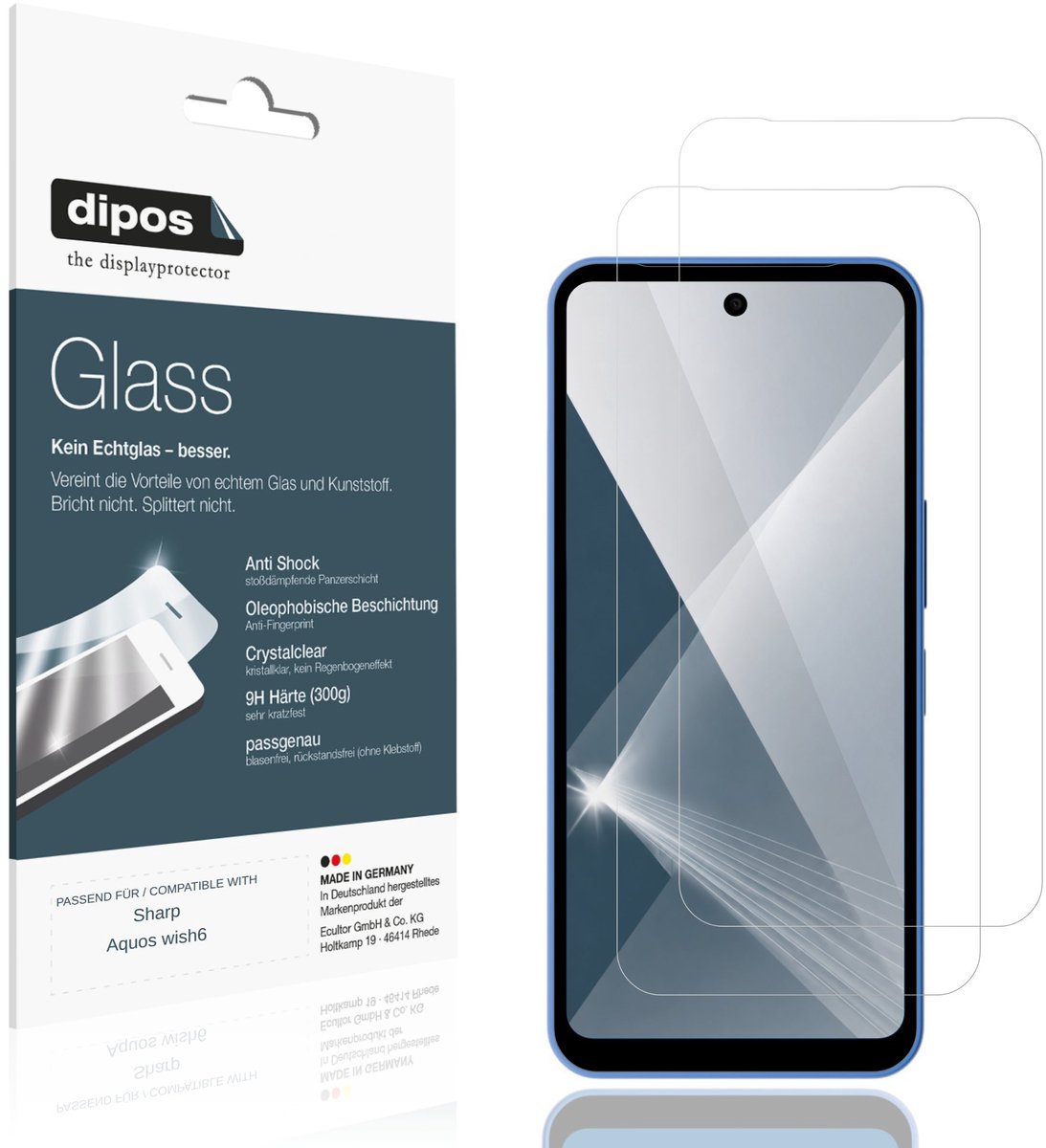 dipos – 2x Pantserfolie geschikt voor Sharp Aquos wish6 | 9H Screenprotector