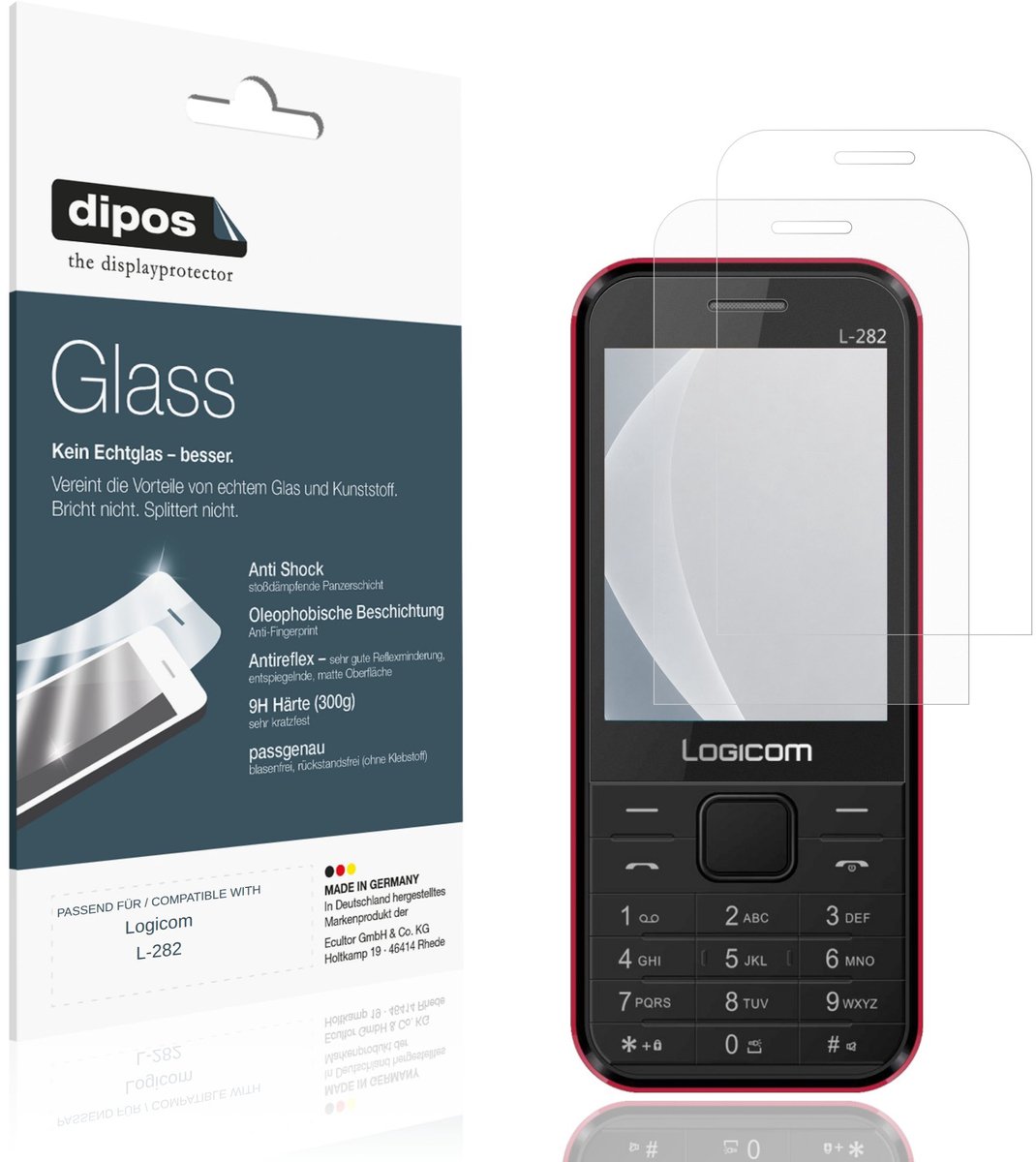 dipos – 2x Matte Pantserfolie geschikt voor Logicom L-282 | 9H Screenprotector