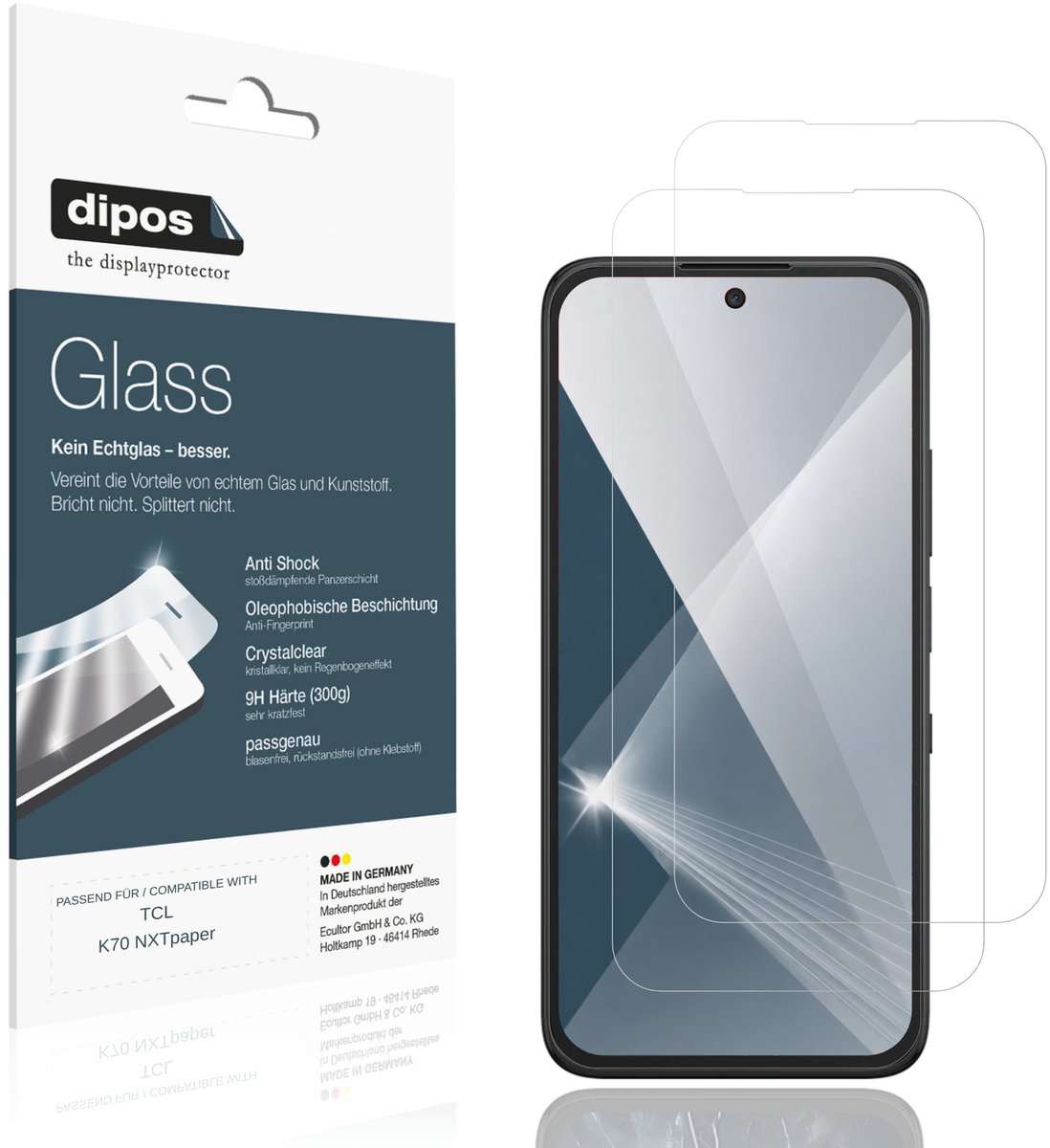 dipos – 2x Pantserfolie geschikt voor TCL K70 NXTpaper | 9H Screenprotector