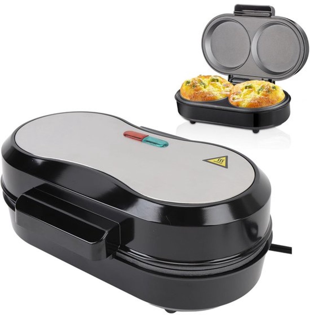 Qcwwy Elektrische Pannenkoekenmaker 850w - Compacte Dubbele Grill voor Burgers en