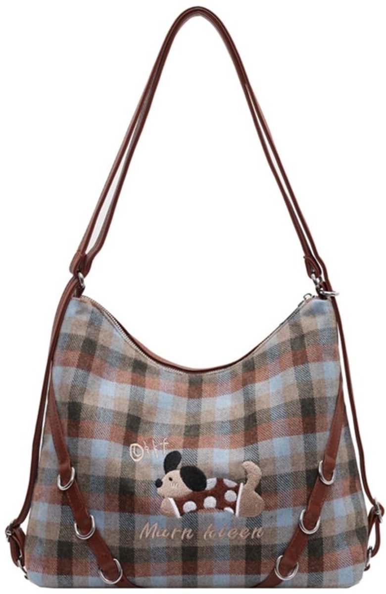 Dailygoody - Schoudertas - Casual Fashion - Retro Design - Blauw of Bruin
