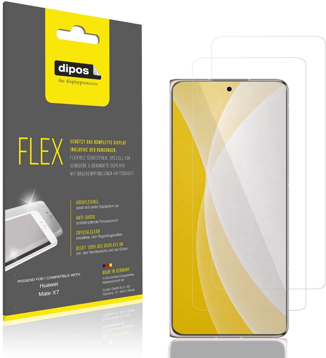 dipos – 2x Beschermfolie geschikt voor Huawei Mate X7 Aussenseite | 3D Full Cover Screenprotector | 100% Passend