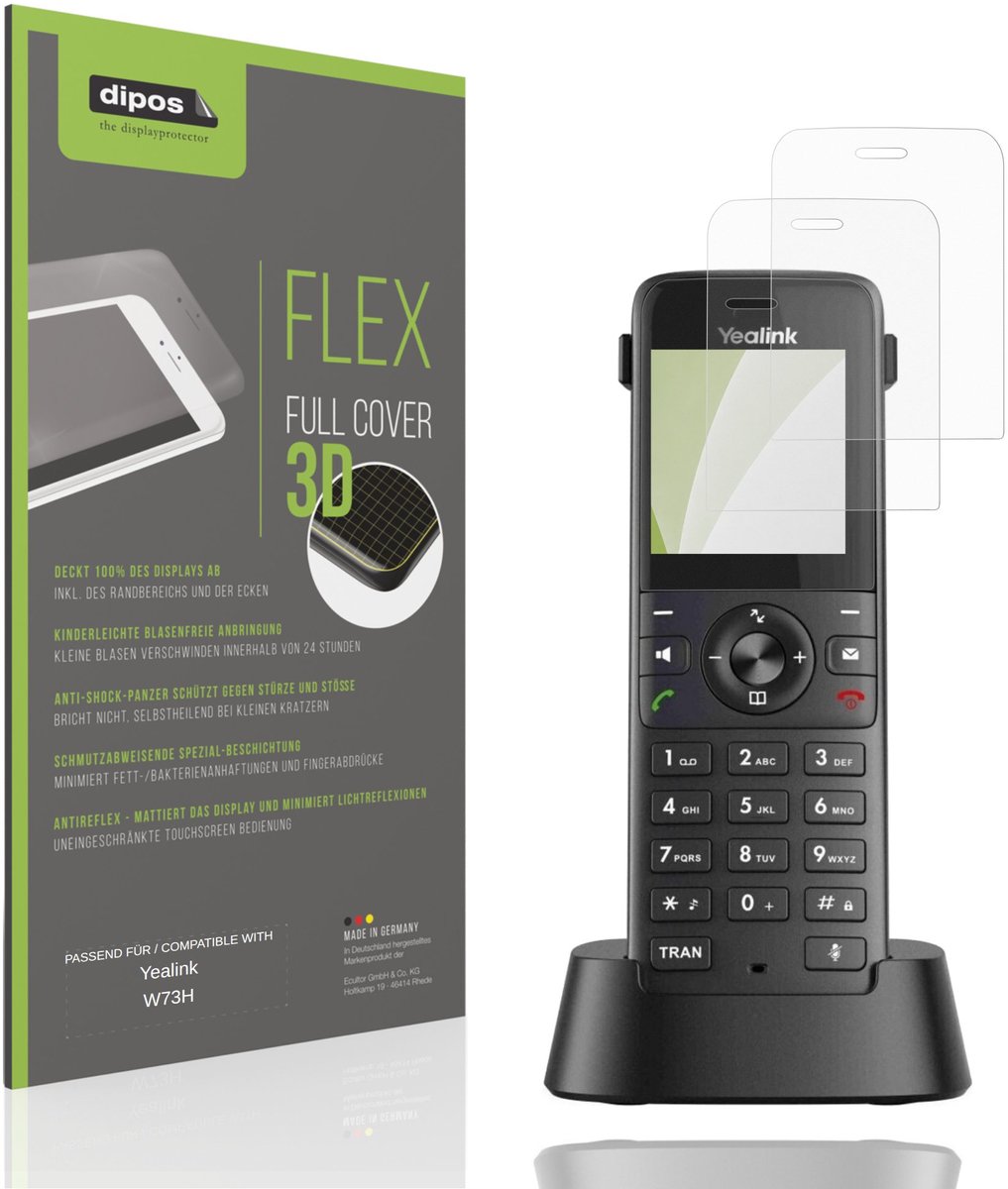dipos FLEX – 2x Matte Screenprotector geschikt voor Yealink W73H | Volledige Schermbescherming | Case-Friendly