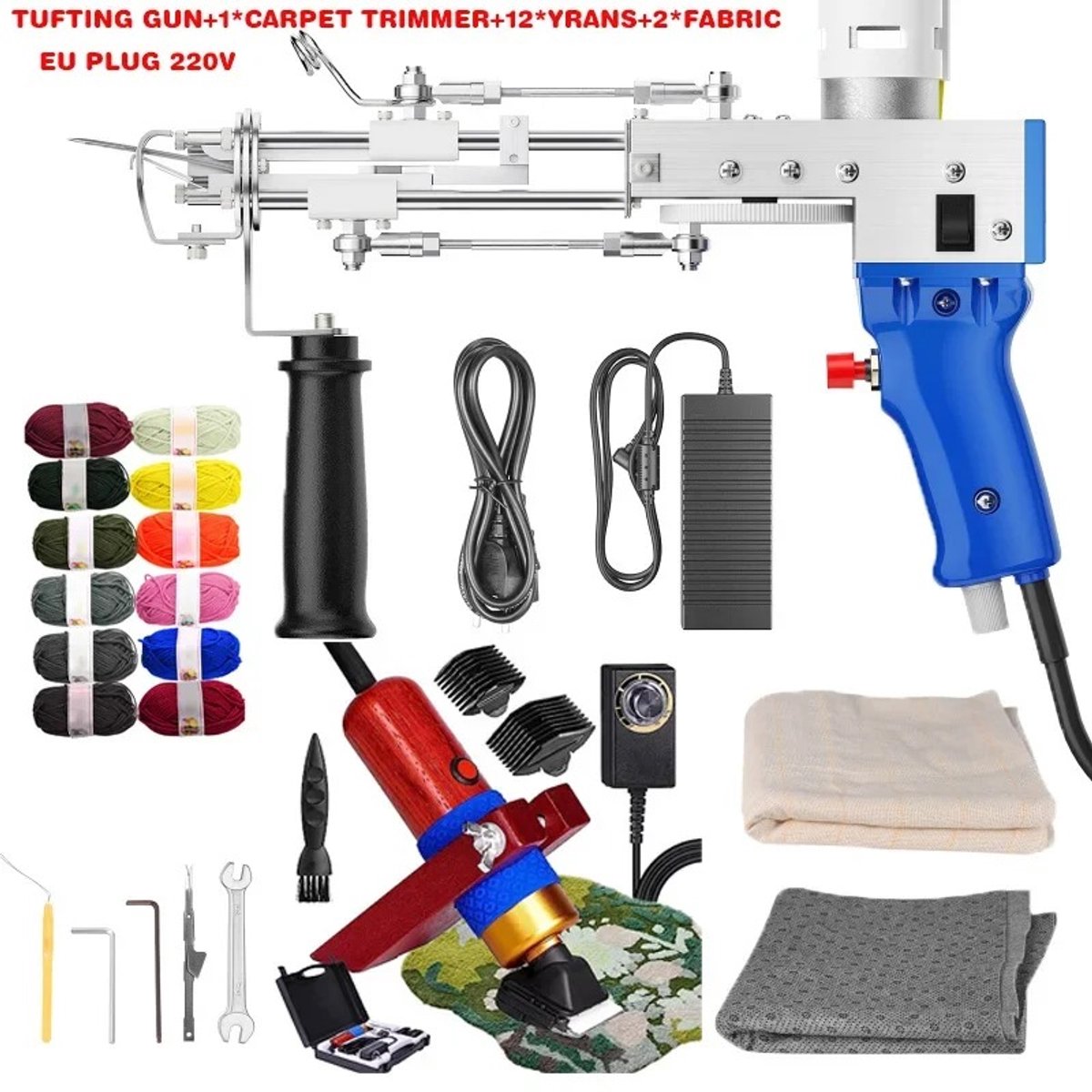 Nyoz elektrisch tuftingpistool - Tufting gun - Tapijtmachine - 2-in-1 set - Regelbare snelheid - Inclusief tapijttrimmer