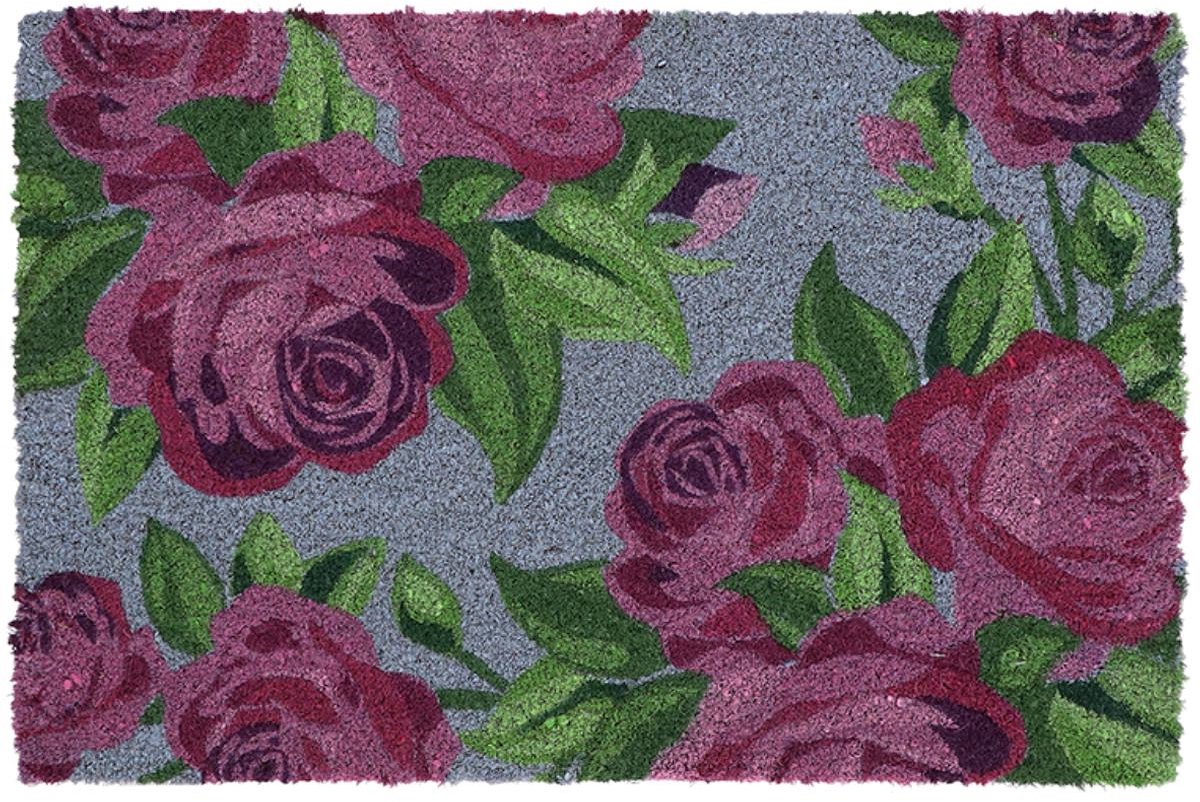 Esschert Design deurmat Vintage Purple Roses oudroze-blauw 60x40cm