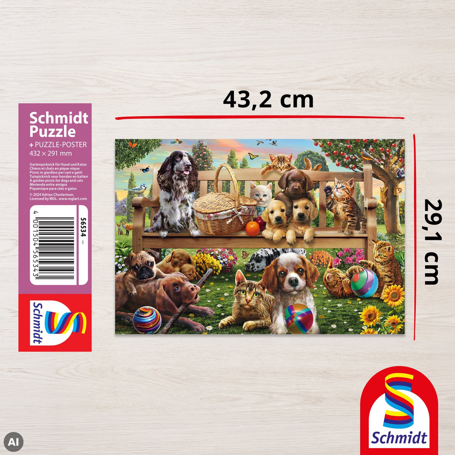 Schmidt - Legpuzzel - Tuinpicknick met Hond en Kat - 200 stukjes - Kinderen - vanaf 8 jaar — afbeelding 7