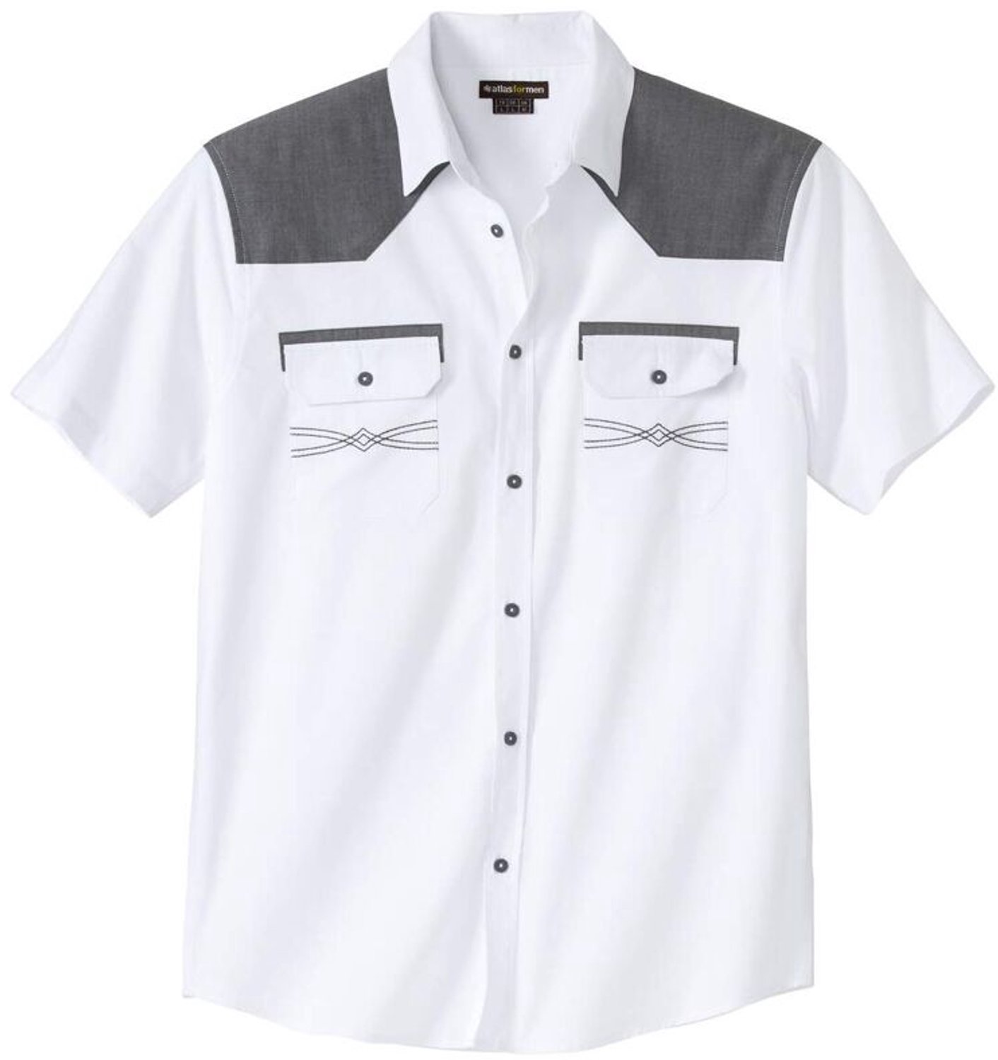 ATLAS FOR MEN - Wit overhemd van Popeline - Heren - Verkrijgbaar in grote maten - 5XL