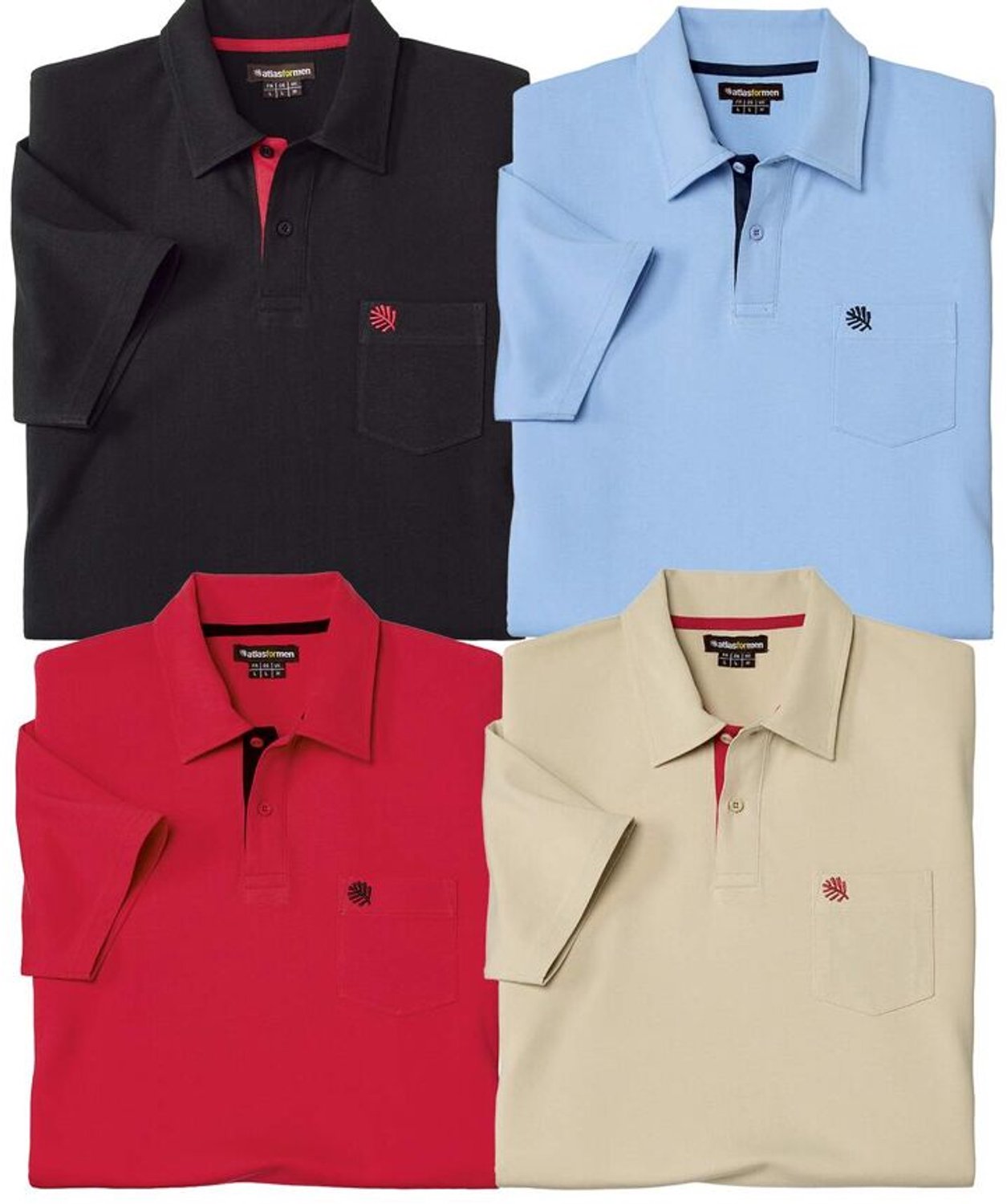 ATLAS FOR MEN - Set van 4 polo’s met korte mouwen - Heren - Verkrijgbaar in grote maten - M