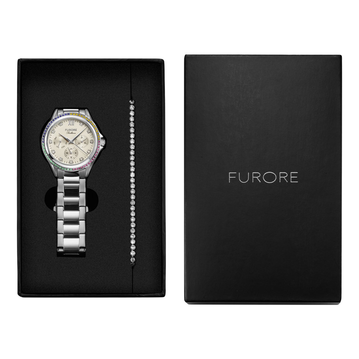 Furore - Dames Horloge Giftset Brilliance met armband - Zilver